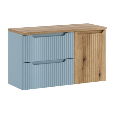 100x40 cm vonios spintelė su skalbinių krepšiu ir stalviršiu Nova denim