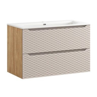 90 cm vonios spintelė Ocean beige, su stalčiais