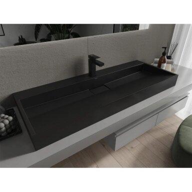 Akmens masės juodas praustuvas Mexen Ava, 100 cm/ 120 cm