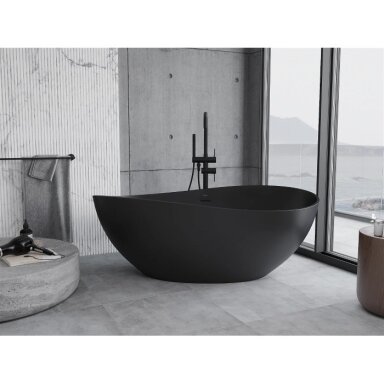 Akmens masės vonia Mexen Parma, juoda/balta, 160x95