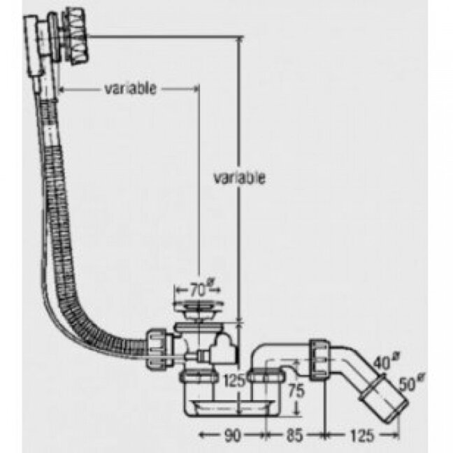 Automatinis vonios sifonas McAlpine 1 Automatinis vonios sifonas McAlpine 1
