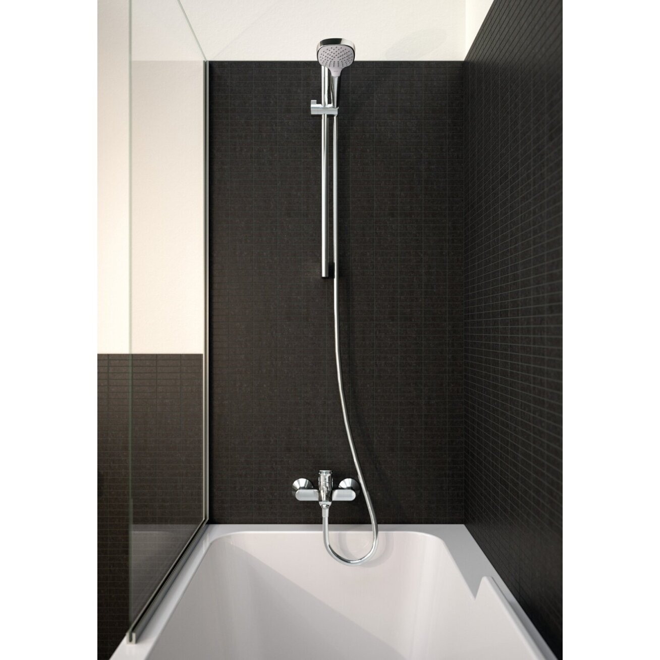 Hansgrohe Croma Select E Vario dušo komplektas 650 mm, EcoSmart 9l/min, 3 srovės, baltas/chromas 1 Hansgrohe Croma Select E Vario dušo komplektas 650 mm, EcoSmart 9l/min, 3 srovės, baltas/chromas 1