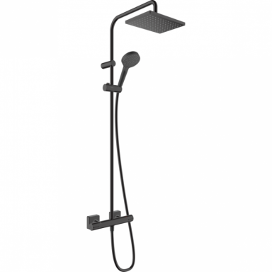 Dušo sistema su termostatu Hansgrohe Vernis Shape 230, chromo/juodos spalvos