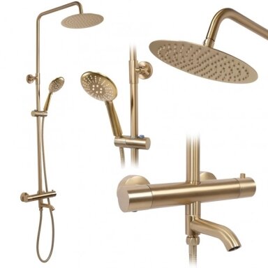 Dušo sistema su termostatu REA Lungo brush gold