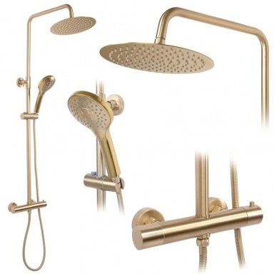 Dušo sistema su termostatu REA Vincent brush gold