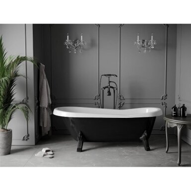 Laisvai pastatoma akrilinė vonia Mexen Retro, juoda+balta 150 cm/  170 cm