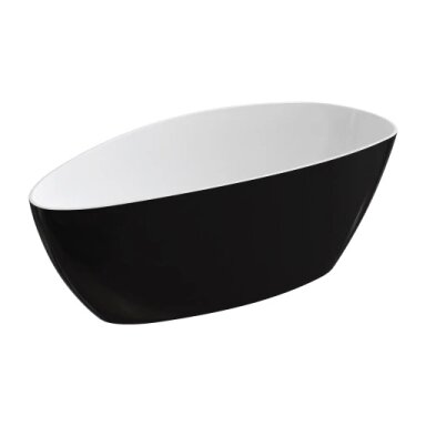 BARCELONA M+ laisvai pastatoma vonia, 156 x 71 cm, blizgi balta/juoda