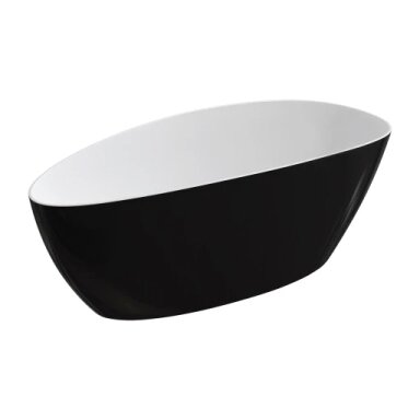 BARCELONA M+ laisvai pastatoma vonia, 170 x 77 cm, blizgi balta/juoda