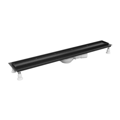 LOWFIX linijinis dušo latakas su plytelėmis dengiamu dangteliu, 100 cm, pusiau matinė juoda