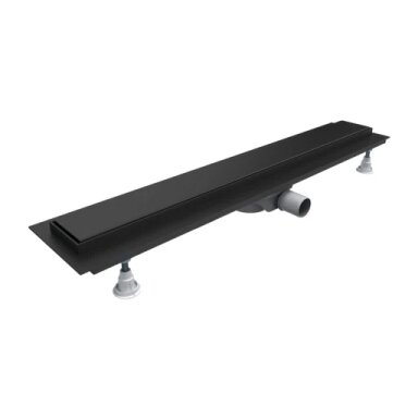 LOWFIX linijinis dušo latakas su pilnu dangčiu, 90 cm, pusiau matinis juodas