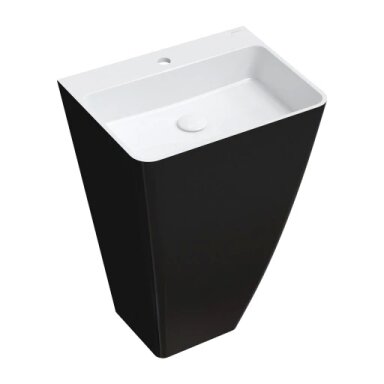 Laisvai pastatomas praustuvas PARMA M+, 55 x 43 cm, blizgi balta/juoda