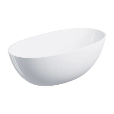 Laisvai pastatoma vonia SHELL M+, 148 x 75 cm, blizgi balta
