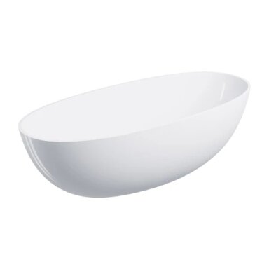 Laisvai pastatoma vonia SHELL M+, 175 x 78 cm, blizgi balta