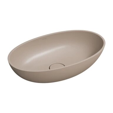 Ant stalviršio montuojamas praustuvas SHELL M+, 60 x 35 cm, matinė smėlio kopų smėlio spalva
