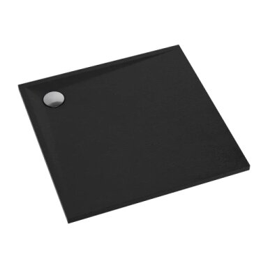 STONE kompozitinis dušo padėklas, akmens tekstūra, 80 x 80 cm, matinė juoda