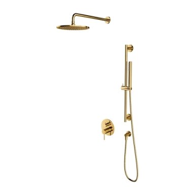 Y 2 krypčių dušo sistema paslėptam montavimui, poliruotas auksas