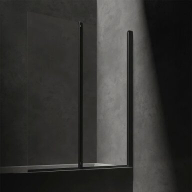 KINGSTON dviejų panelių vonios užuolaida, 120 cm, matinė juoda, skaidrus stiklas