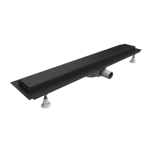 LOWFIX linijinis dušo latakas su pilna grotele, 100 cm, pusiau matinis juodas
