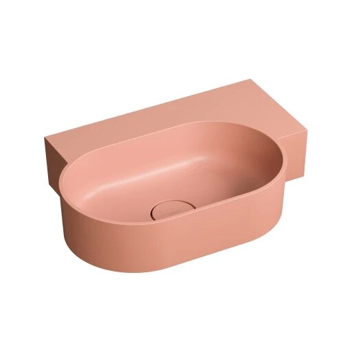 OVO M+ stalviršinis/sieninis praustuvas - dešinysis, 55 x 38 cm, matinė koralų spalva OVO M+ stalviršinis/sieninis praustuvas - dešinysis, 55 x 38 cm, matinė koralų spalva