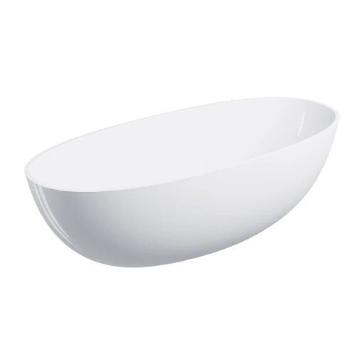 Laisvai pastatoma vonia SHELL M+, 175 x 78 cm, blizgi balta