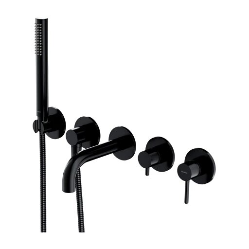 Y 5 angų vonios maišytuvas montavimui į sieną, pusiau matinės juodos spalvos