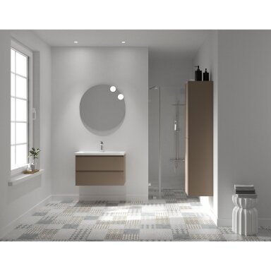 Pakabinama 39 cm gylio vonios spintelė su praustuvu RB Cosmos, kakavinė