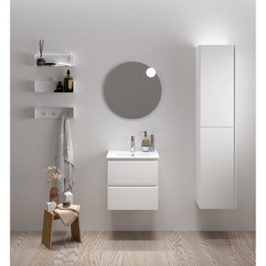 Pakabinama 39 cm gylio vonios spintelė su praustuvu RB Cosmos, balta