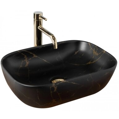 Pastatomas juodas praustuvas REA Belinda black marble  matt