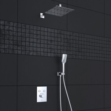 Potinkinė chromo spalvos dušo sistema Rubineta Thermo-2F-Olo