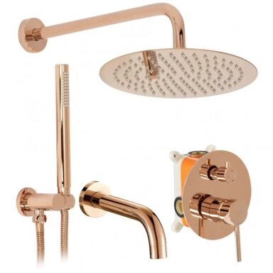 Potinkinė  dušo sistema su maišytuvu REA Lungo, rose gold