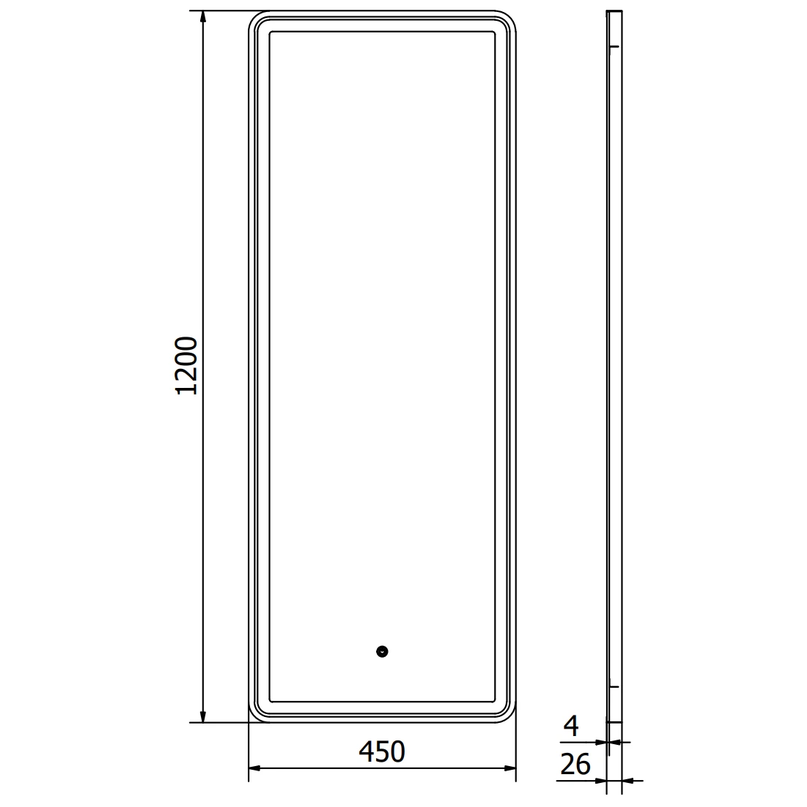 Veidrodis su LED apšvietimu ir juodu rėmeliu Coro 45x120 cm 3