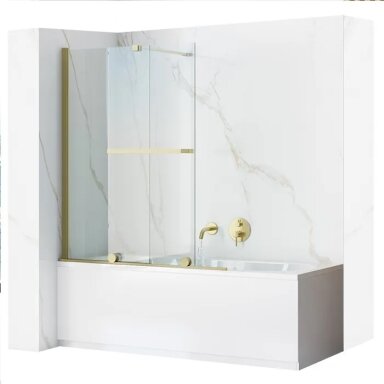 Vonios sienelė stumdomomis durimis Rea Fabian brushed gold
